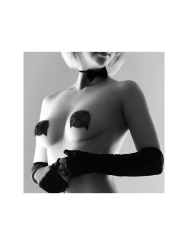 Cache-tétons Burlesque Noeud et Paillettes - Noir