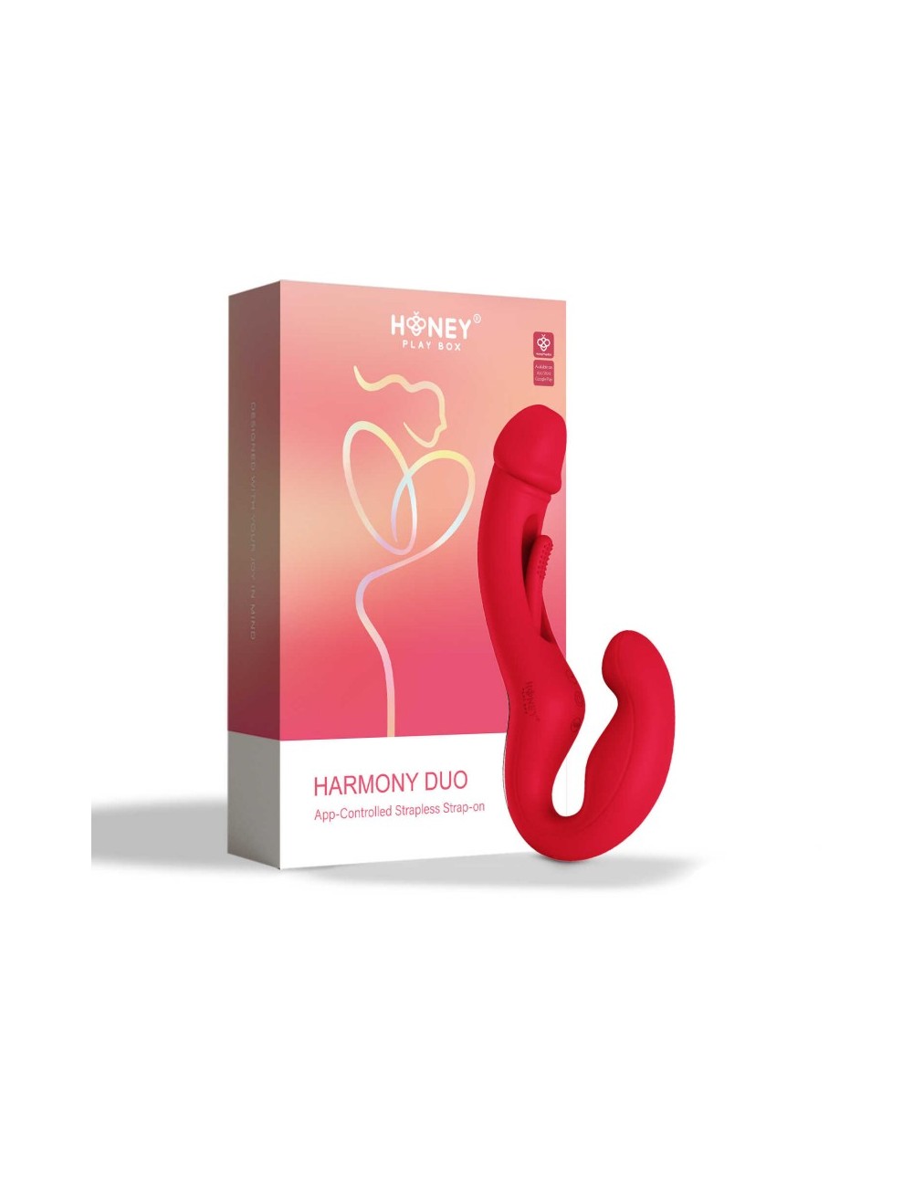 Harmony Duo Strap on vibrant avec tapotage - Rouge Harmony Duo Strap on vibrant avec tapotage - Rouge