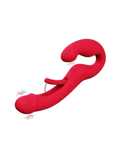 Harmony Duo Strap on vibrant avec tapotage - Rouge