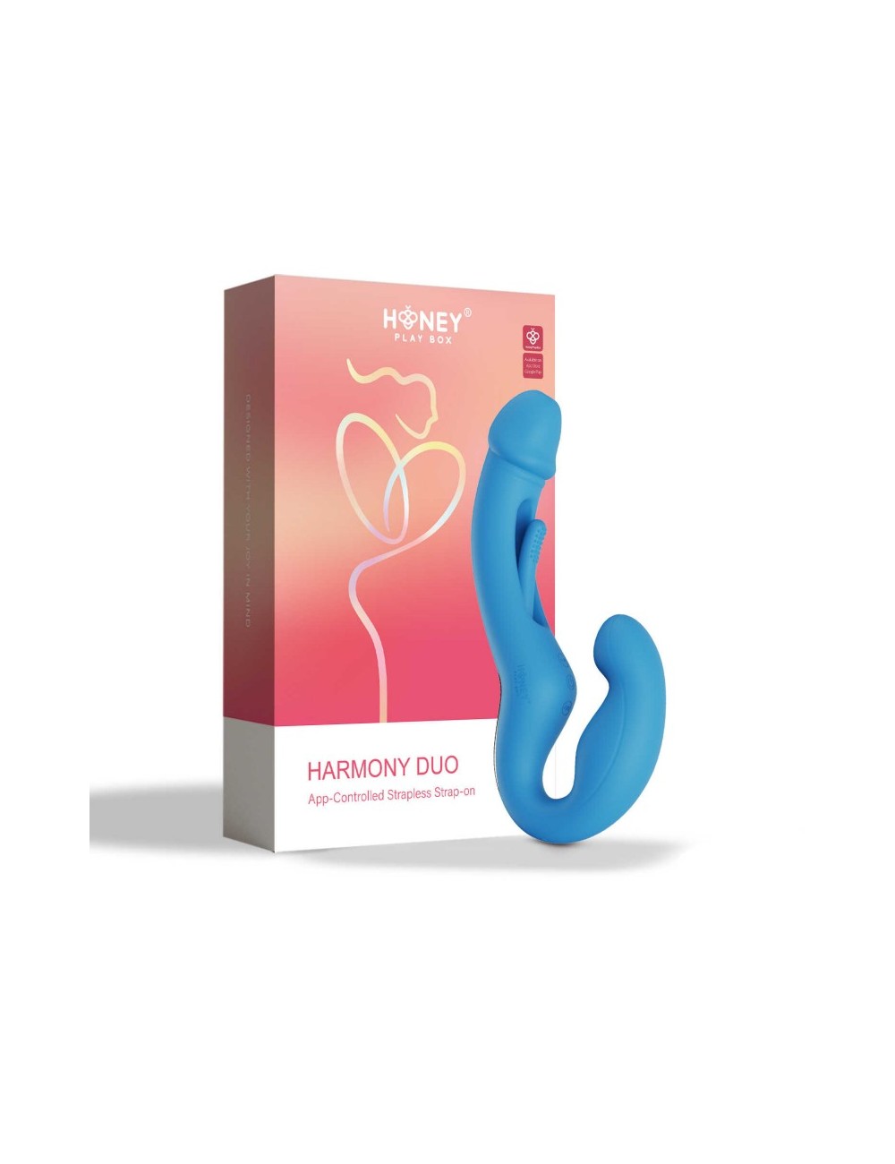 Harmony Duo Strap on vibrant avec tapotage - Bleu Harmony Duo Strap on vibrant avec tapotage - Bleu