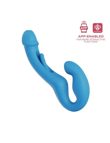 Harmony Duo Strap on vibrant avec tapotage - Bleu