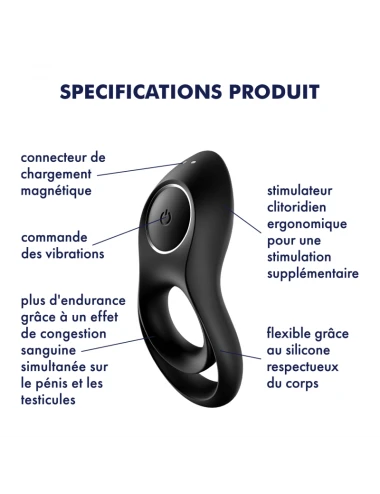 Cockring  Satisfyer Legendary Duo - Noir
