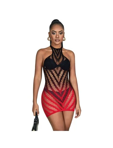 SUBBLIME - 952242 BODYSTOCKING RÉSILLE ÉLASTIQUE DÉGRADÉ ROUGE ET NOIR TAILLE UNIQUE