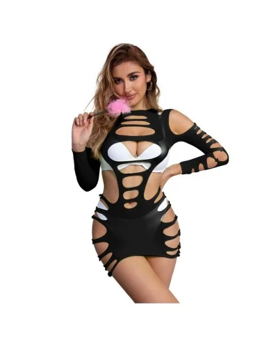 SUBBLIME - 952266 BODYSTOCKING RÉSILLE ÉLASTIQUE  MANCHES LONGUES NOIR TAILLE UNIQUE