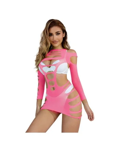 SUBBLIME - 952273 BODYSTOCKING RÉSILLE ÉLASTIQUE  MANCHES LONGUES ROSE TAILLE UNIQUE