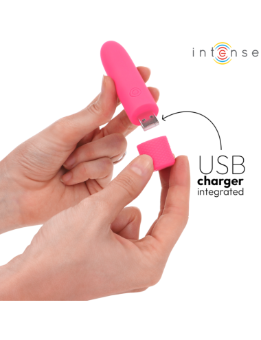 INTENSE - SYMONE BULLET VIBRANT RECHARGEABLE USB 8 VIBRATIONS ROSE 10 X 2,2 CM