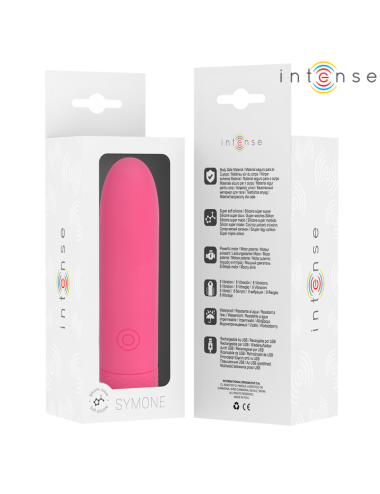 INTENSE - SYMONE BULLET VIBRANT RECHARGEABLE USB 8 VIBRATIONS ROSE 10 X 2,2 CM