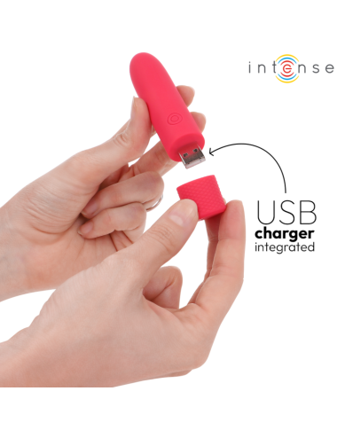 INTENSE - SYMONE BULLET VIBRANT RECHARGEABLE USB 8 VIBRATIONS ROUGE 10 X 2,2 CM