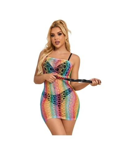 SUBBLIME - 952365 BODYSTOCKING RÉSEILLE ÉPAULES NUES ARC-EN-CIEL TAILLE UNIQUE