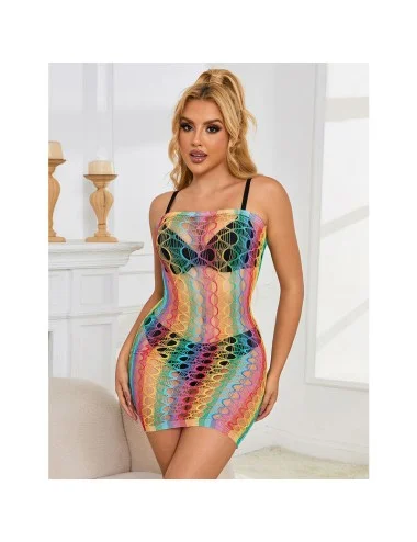 SUBBLIME - 952365 BODYSTOCKING RÉSEILLE ÉPAULES NUES ARC-EN-CIEL TAILLE UNIQUE