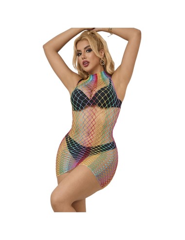 SUBBLIME - 952433 BODYSTOCKING RÉSILLE SANS MANCHES  COL MONTANT ARC-EN-CIEL TAILLE UNIQUE