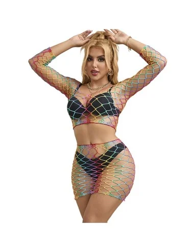 SUBBLIME - 952440 BODYSTOCKING 2 PIÈCES RÉSEILLE MANCHES LONGUES ARC-EN-CIEL TAILLE UNIQUE
