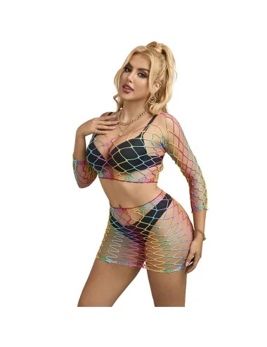 SUBBLIME - 952440 BODYSTOCKING 2 PIÈCES RÉSEILLE MANCHES LONGUES ARC-EN-CIEL TAILLE UNIQUE