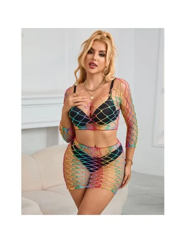 SUBBLIME - 952440 BODYSTOCKING 2 PIÈCES RÉSEILLE MANCHES LONGUES ARC-EN-CIEL TAILLE UNIQUE