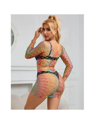 SUBBLIME - 952440 BODYSTOCKING 2 PIÈCES RÉSEILLE MANCHES LONGUES ARC-EN-CIEL TAILLE UNIQUE