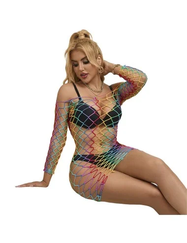 SUBBLIME - 952426 BODYSTOCKING RÉSILLE  MANCHES LONGUES ARC-EN-CIEL TAILLE UNIQUE