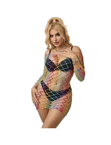 SUBBLIME - 952426 BODYSTOCKING RÉSILLE  MANCHES LONGUES ARC-EN-CIEL TAILLE UNIQUE
