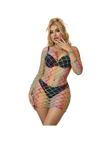 SUBBLIME - 952426 BODYSTOCKING RÉSILLE  MANCHES LONGUES ARC-EN-CIEL TAILLE UNIQUE