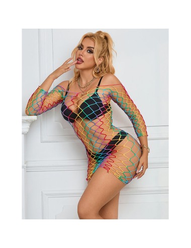 SUBBLIME - 952426 BODYSTOCKING RÉSILLE  MANCHES LONGUES ARC-EN-CIEL TAILLE UNIQUE