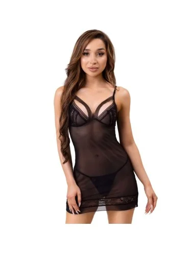 LIVCO CORSETTI FASHION - PEIGNOIR + CHEMISE + STRING MELISENDA CF 1709 NOIR S