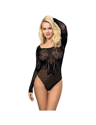 SUBBLIME - 952051 BODYSTOCKING RESILLE MANCHES LONGUES ET EPAULES NUES NOIR TAILLE UNIQUE