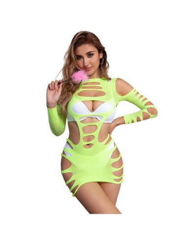 SUBBLIME - 952280 BODYSTOCKING RÉSILLE ÉLASTIQUE  MANCHES LONGUES VERT TAILLE UNIQUE