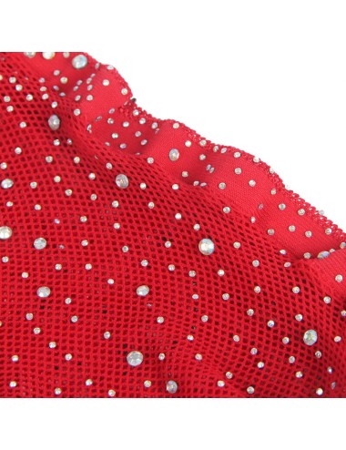 SUBBLIME - 952181 BODYSTOCKING RESILLE AVEC GANTS ET DIAMANTS ROUGE TAILLE UNIQUE