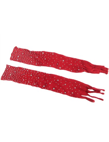 SUBBLIME - 952181 BODYSTOCKING RESILLE AVEC GANTS ET DIAMANTS ROUGE TAILLE UNIQUE