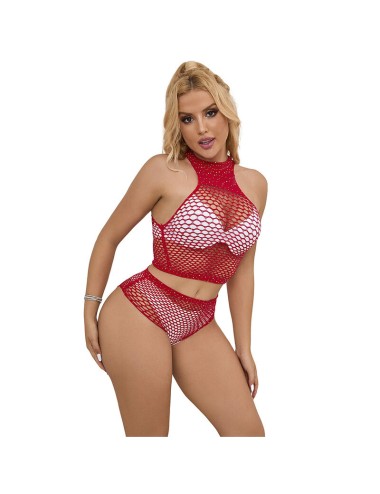 SUBBLIME - 952402 BODYSTOCKING ENSEMBLE RESILLE AVEC LOSANGES ROSES TAILLE UNIQUE