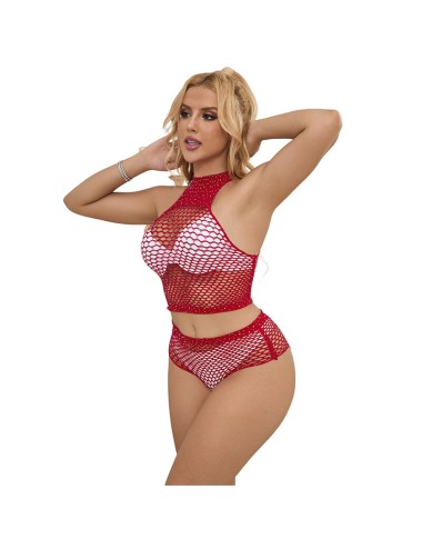 SUBBLIME - 952402 BODYSTOCKING ENSEMBLE RESILLE AVEC LOSANGES ROSES TAILLE UNIQUE