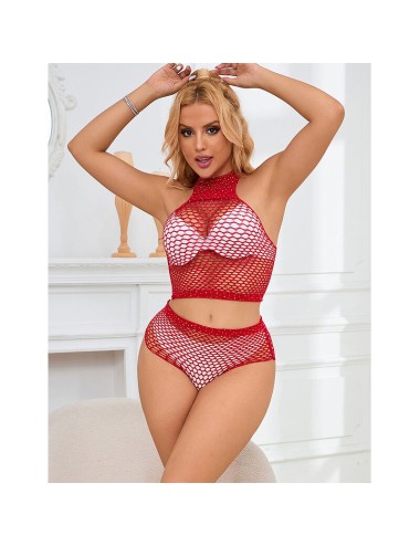 SUBBLIME - 952402 BODYSTOCKING ENSEMBLE RESILLE AVEC LOSANGES ROSES TAILLE UNIQUE