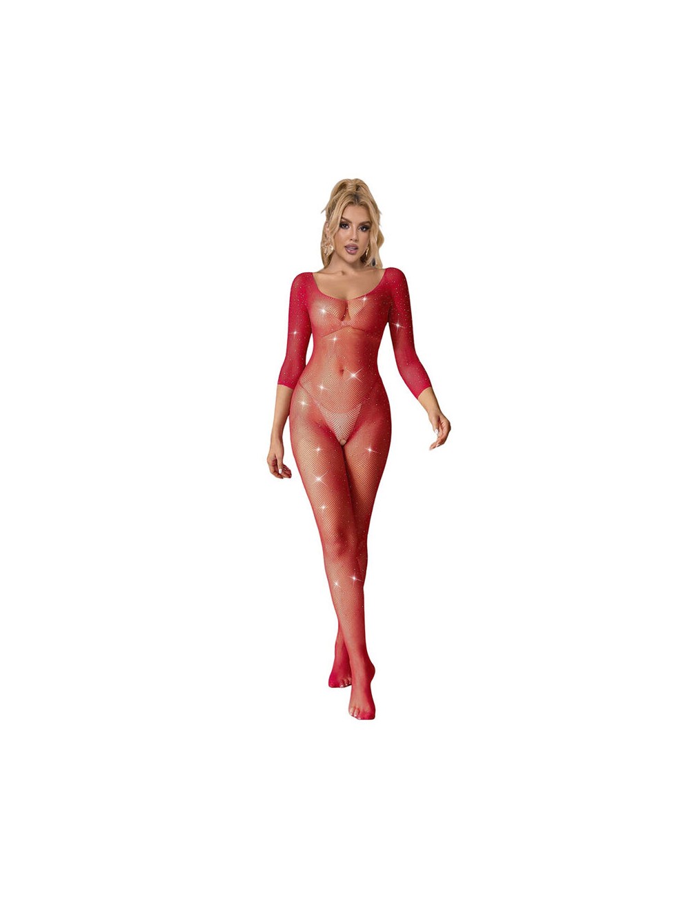 SUBBLIME - 952419 BODYSTOCKING RESILLE AVEC LOSANGES MANCHES LONGUES ROUGE TAILLE UNIQUE SUBBLIME - 952419 BODYSTOCKING RESILLE AVEC LOSANGES MANCHES LONGUES ROUGE TAILLE UNIQUE