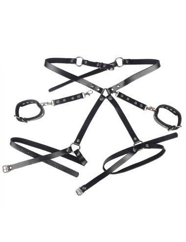 SUBBLIME - 953690 MENOTTES AVEC CEINTURE DE BONDAGE NOIRE TAILLE UNIQUE