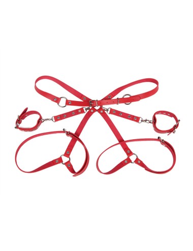 SUBBLIME - 953706 MENOTTES AVEC CEINTURE DE BONDAGE ROUGE TAILLE UNIQUE