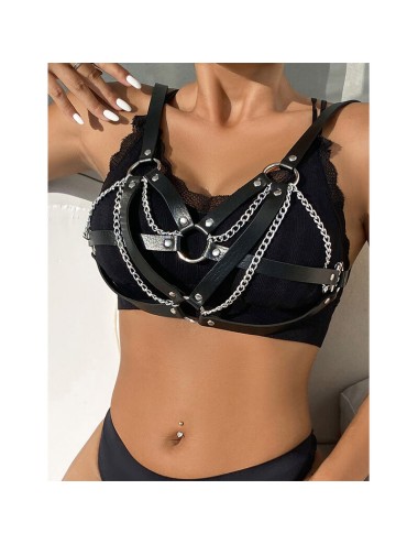 SUBBLIME - 953713 CEINTURE PUNK BONDAGE BOUCLE MÉTAL NOIRE TAILLE UNIQUE