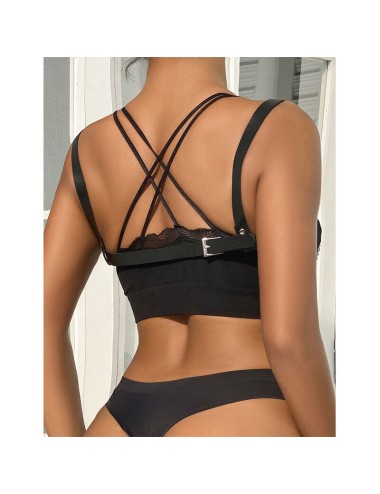 SUBBLIME - 953713 CEINTURE PUNK BONDAGE BOUCLE MÉTAL NOIRE TAILLE UNIQUE