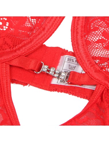SUBBLIME - 954208 BABYDOLL EN DENTELLE À BRETELLES RÉGLABLES ROUGE S/M