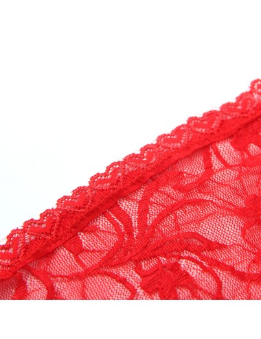 SUBBLIME - 954208 BABYDOLL EN DENTELLE À BRETELLES RÉGLABLES ROUGE S/M