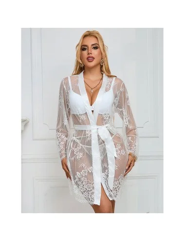 SUBBLIME - 954376 CHEMISE DE NUIT À MANCHES LONGUES À MOTIF FLORAL BLANC L/XL