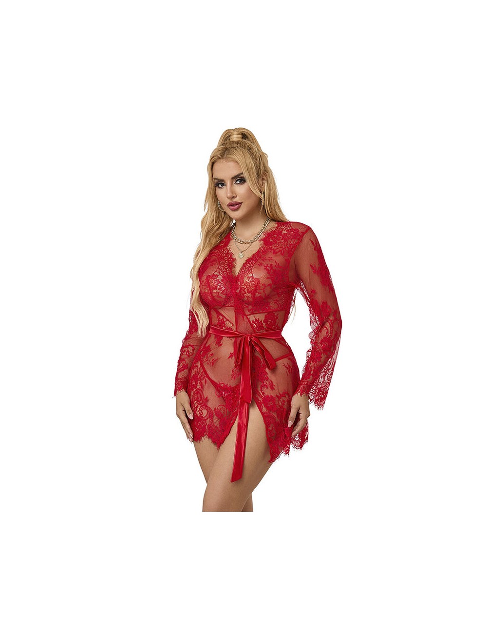 SUBBLIME - 953775 CHEMISIER DE NUIT DENTELLE + STRING ROUGE S/M SUBBLIME - 953775 CHEMISIER DE NUIT DENTELLE + STRING ROUGE S/M