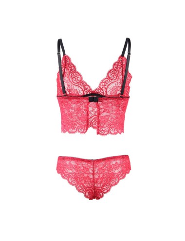 SUBBLIME - 953904 CHEMISIER DE NUIT EN SOIE ET DENTELLE + CULOTTE ROUGE L/XL