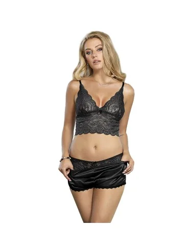 SUBBLIME - 953911 CHEMISIER DE NUIT EN SOIE ET DENTELLE + CULOTTE NOIRE S/M