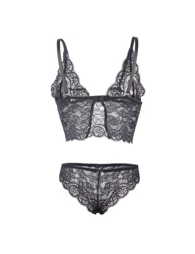 SUBBLIME - 953928 CHEMISIER DE NUIT EN SOIE ET DENTELLE + CULOTTE NOIRE L/XL
