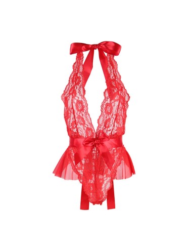 SUBBLIME - 953973 BODY SEXY A VOLANTS + CEINTURE ROUGE S/M