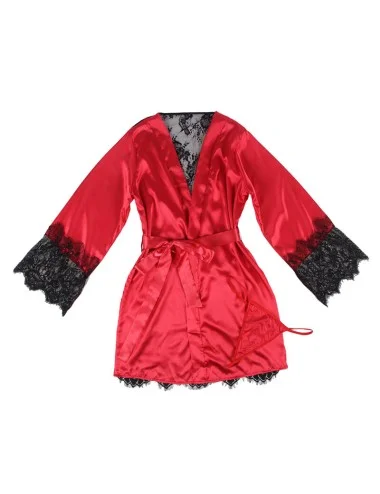 SUBBLIME - 954024 CARACO DOS TRANSPARENT EN DENTELLE + STRING ROUGE/NOIR L/XL