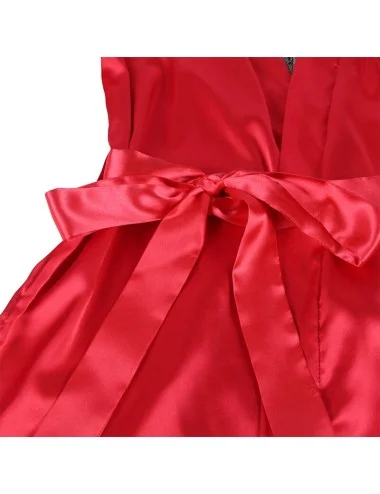 SUBBLIME - 954024 CARACO DOS TRANSPARENT EN DENTELLE + STRING ROUGE/NOIR L/XL