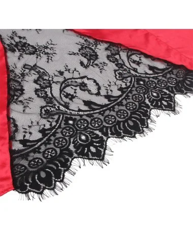 SUBBLIME - 954024 CARACO DOS TRANSPARENT EN DENTELLE + STRING ROUGE/NOIR L/XL