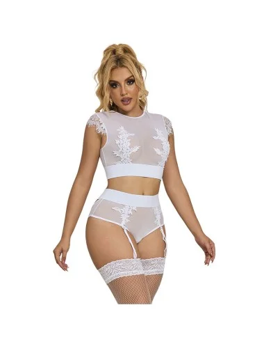 SUBBLIME - 954031 SOUTIEN-GORGE + CULOTTE AVEC PORTE-JARRETELLES BLANC S/M