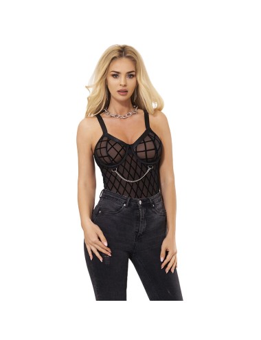 SUBBLIME - 954260 BODY AVEC CHAÎNES + PORTE-JARRETELLES NOIR S/M
