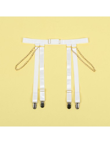 SUBBLIME - 954291 BODY AVEC CHAÎNES + PORTE-JARRETELLES BLANC L/XL